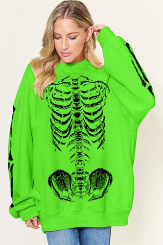 Oversized Halloween Sweatshirt Women Gothic Skeleton Graphic Pullover Shirt — view 4