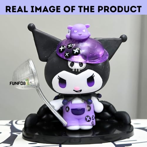 Image of FUNFOB Kuromi Action Figure Height - 7.5cm to 8.5cm Sanrio Toys Kuromi Figurine PVC Multicolour | Kuro-mi Holloween Hand Net