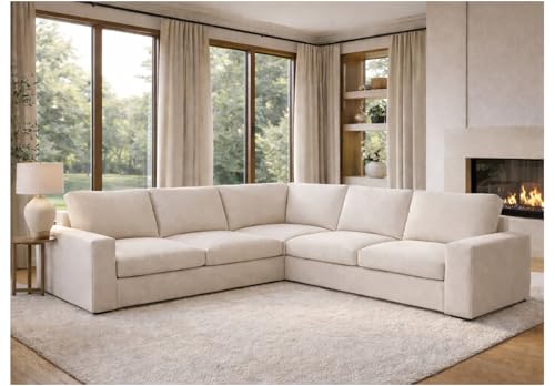 The Durable Cotton Kivik Sectional 5 Seat Sofa Cover Replacement is Compatible with IKEA Kivik Corner 2 + 3 Five Seat Couch Slipcover. (Polyester Beige 2+3)