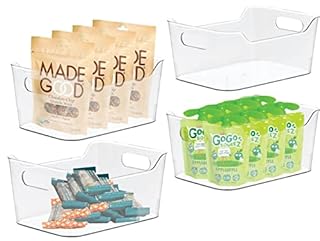 Plastic Storage Bins For Kitchen Organization, Pantry Organization and Storage, Closet Organizers & Storage Containers - Baskets for Organizing Cabinets, Freezer, & Fridge Organizer Bin Set of 2 Clear (B09VQW2DZQ)