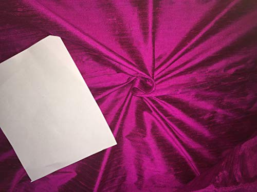 Tissu Dupioni pure soie indienne rose noir 137 cm au mètre MM9