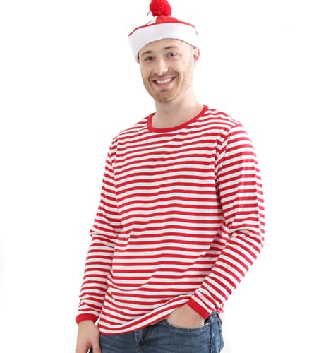 KarnevalsTeufel Herrenkostüm Ringel-Shirt rot/weiß Langarm Karneval...