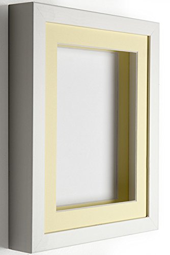 Frame Company White 9x7 inch Box Frame With Lemon Bon Bon Mount for Image 7x5 inch *Choice of Size and Mount Colour* Fitted with Real Glass — image 1