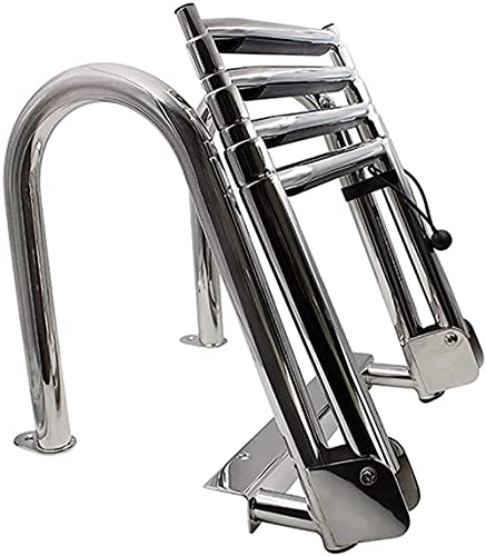 Escalera plegable para pontón de 4 peldaños acero inoxidable miniatura 1