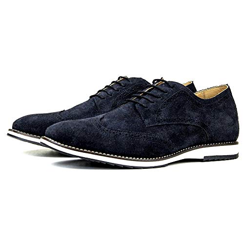 Sapato Casual Brogue Premium Couro Camurça Confort Social Mr Light cor:Azul;Tamanho:37