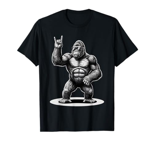 Funny Gorilla Rock Music Boy Kids Men Gorilla Vintage Animal T-Shirt