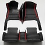 LSLYCN Car Floor Mats Car Mats All Weather Mats Men's Women's Customized for Kia 99% Models 2003-2023 Luxury Custom Car Floor Mat Set (All Black with Red bar, D-Diamond/Strip Shape)