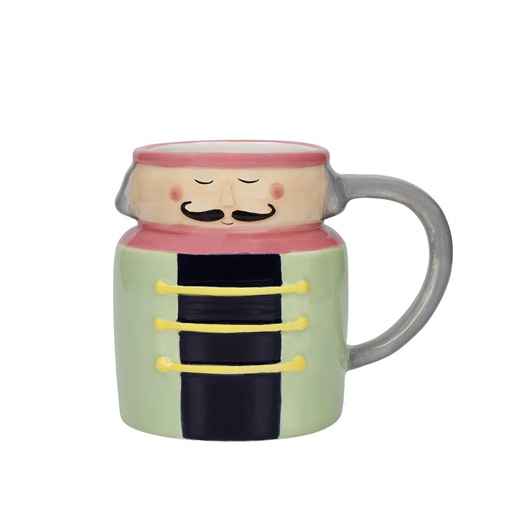 KitchenCraft The Nutcracker Collection Ceramic Mug, 3 ml, Gift Tagged, Green/Black