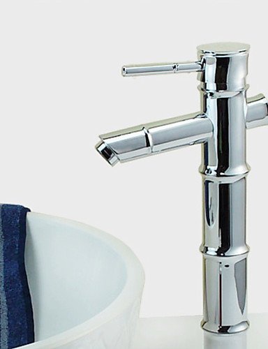 BBSLT-Bamboo Shaped Chrome Finish Brass Bathroom Sink Faucet - Silver