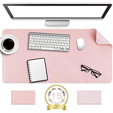 Non-Slip Desk Pad, Waterproof PVC Leather Desk Table Protector, Ultra Thin Large Mouse Pad, Easy Clean Laptop Desk Writing Mat for Office Work/Home/Decor (Pink, 80 x 40 cm) Cover