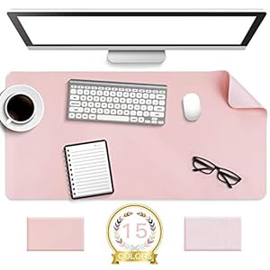 Non-Slip Desk Pad,Mouse Pad,Waterproof PVC Leather Desk Table Protector,Ultra Thin Large Desk Blotter, Easy Clean Laptop Desk Writing Mat for Office Work/Home/Decor(Pink, 31.5″ x 15.7″)