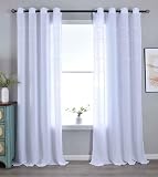 2er Set Halbtransparente Gardinen mit Ösen HxB 245x145 cm Weiß »Leipzig« Kettenmuster lichtdurchlässig Elegante Struktur 202450 2