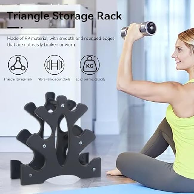 Dumbbell Rack£¨Without Weight£©, 3 Tier 23x22.5x8.5cm Dumbbell Rack PP Triangular Rack Stand Multilevel Weight Holder Storage Accessories for Home Gym Exercise