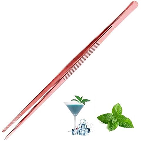 Cocktail Garnish Tongs -Precision Chefs Tweezers for Kitchen and Mixology 30cm (Rose Gold) Cover