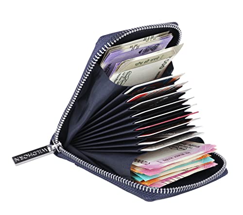 Image of WildHorn RFID Protected Leather Wallet for Men,Navy Blue