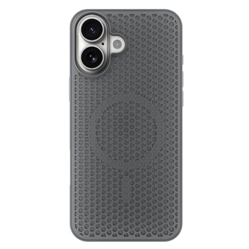 Image of Pikkme Back Cover for iPhone 17 | Honeycomb Cooling Design | Silicone Heat Dissipation | Mag-Safe Compatible | Shockproof Camera Protection Bumper Case (Grey)
