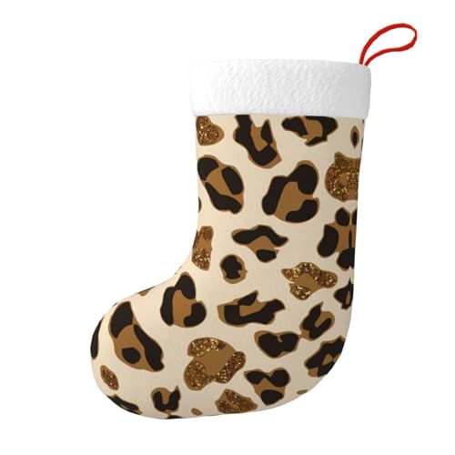 TYANG Calcetines de decoración de Navidad con estampado de leopardo de animales de doble cara para árbol de Navidad