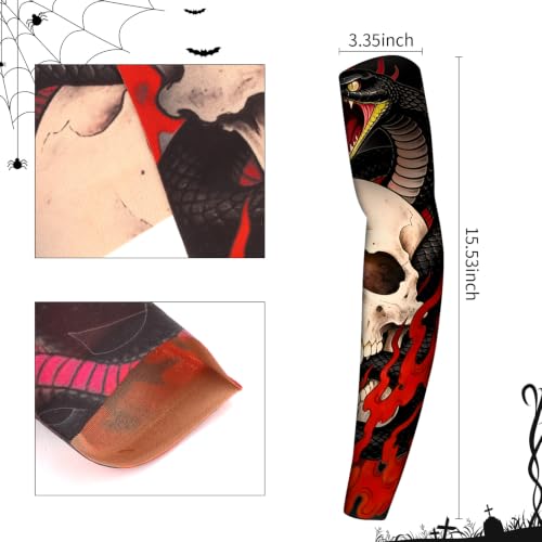 Image of YARIEW Temporary Tattoo Sleeves for Men Arm Sleeves for Men | Tattoo Sleeve Women Arts Fake Sleeve Tattoos Sun Protection Cooling Covers for Arms Women Halloween Pattern 13