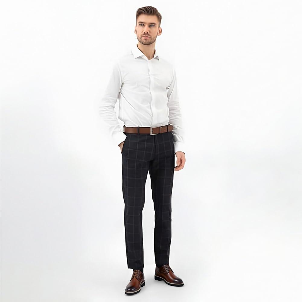 CHAMARIPA Herren Business-Casual-Schuhe mit 8 cm unsichtbarer Innenerhöhung | Obermaterial aus Vollnarbenleder, Integrierte erhöhende Einlegesohle, ideal für Büro, Hochzeiten und den Alltag.