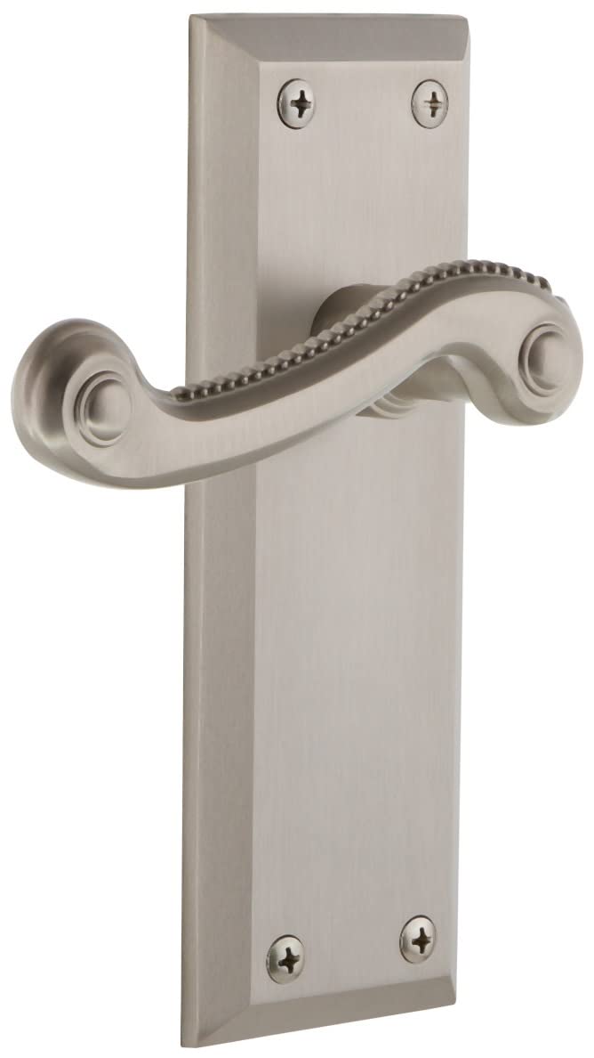 Grandeur Hardware Fifth Avenue Tall Plate Double Dummy with Newport Lever in Satin Nickel