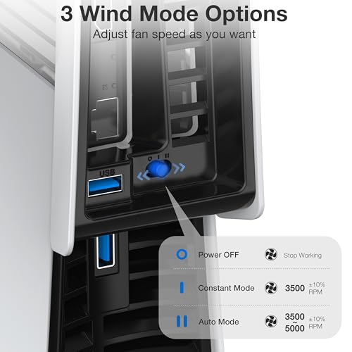 Image of JUSPRO Cooling Fan for PS5 Pro, Quiet Enhanced Cooler Fan with Adjustable Speed, Auto Power On /Off, Cooling Accessories with USB 3.0 Port and LED Light for PlayStation 5 Pro