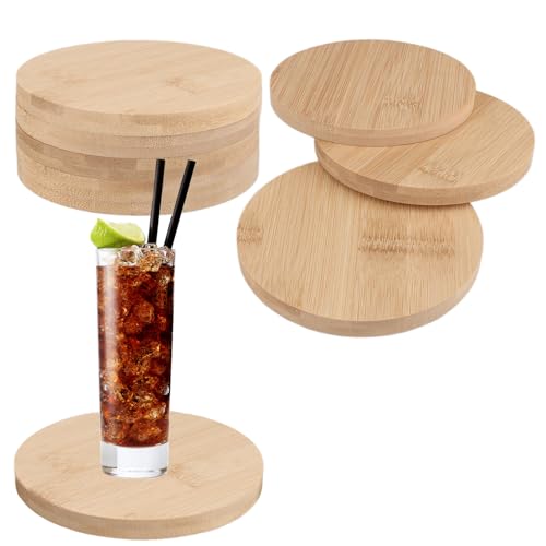 MIVIDE 12pcs sous-Verre Bois, Ø11cm Dessous de Verre en Bois, sous-Verre Rond pour DIY, Peinture, Décoration, Tasses