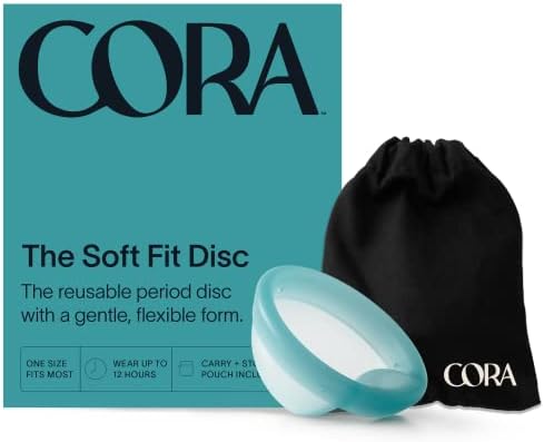 Cora Soft Fit Disc | Reusable Period Disc | Soft Menstrual Disc | Up to 12-Hours | Sustainable Alternative to Tampons/Pads | for Light or Heavy Flows | Bladder Sensitivities | Medical Grade Silicone