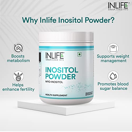 INLIFE Myo Inositol Powder Supplement 2000mg for PCOS, Helps Manage Irregular Periods, Insulin Resistance, Relaxation, Women & Men, 200g - Image 3