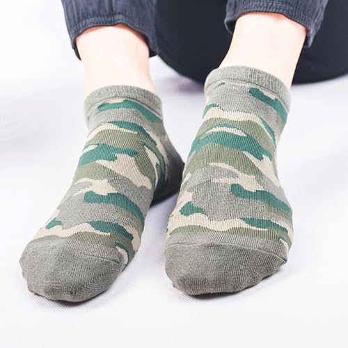 5 Pairs - Spring And Summer Personalized Camouflage Socks, Retro Men's Japanese Minimalist Boat Socks3