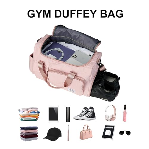 Travel Duffel Bag for Women,Spacious Weekender with Multiple Pockets,Comfortable Shoulder Strap,Ideal for Gym,Hospital & Weekend,Black3