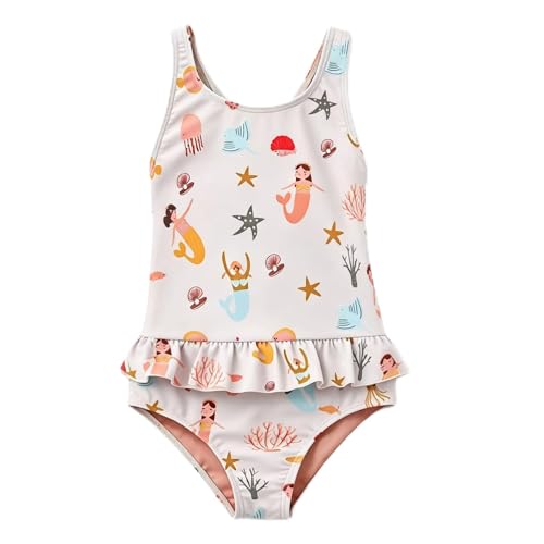 Image of Toddler Girls One Piece Swimsuits Crossback Backless Bathing Suit Whale Dolphin Shark Swimwear with Ruffle Butt UPF50+