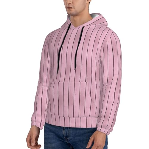 Hoodies For Men - Bright Pink Wood Grain A Print Long Sleeve Casual Men'S Hoodies & Sweatshirts Pullover With Pocket3