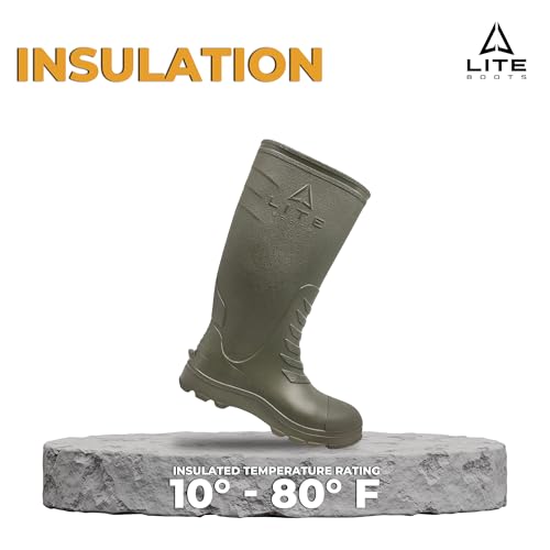 16” Classic, Waterproof Boots for Men, Insulated, Lightweight, Hunting, Fishing, Wading, Mud, Garden, Rain, Chore Boot, Introducing The Lightest 16" Waterproof Boot Ever Made!3