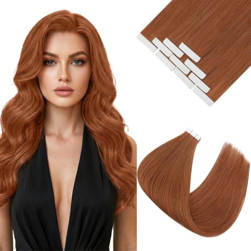Image of Ve Sunny Hair Tape in Extensions Copper Orange | Hair Tape Extensions,20Inch 25g 10Pcs,Silky Smooth,for Wedding
