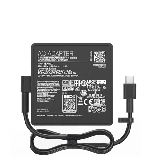 Image of 100W USB C AC Adapter Charger Compatible with Asus ROG Ally X Z1 Dock ROG Flow X13 Z13GV301 GV302 GZ301, Zenbook, Zephyrus, ROG Strix, Vivobook Charger Type C