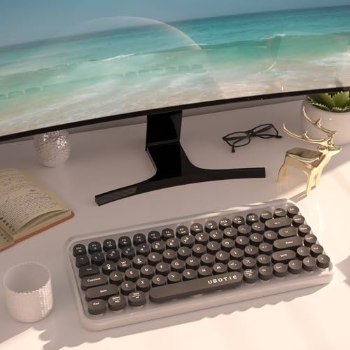Image of UBOTIE Portable Bluetooth Colorful Computer Keyboards, Wireless Mini Compact Retro Typewriter Flexible 84Keys Design Keyboard (New Black White)