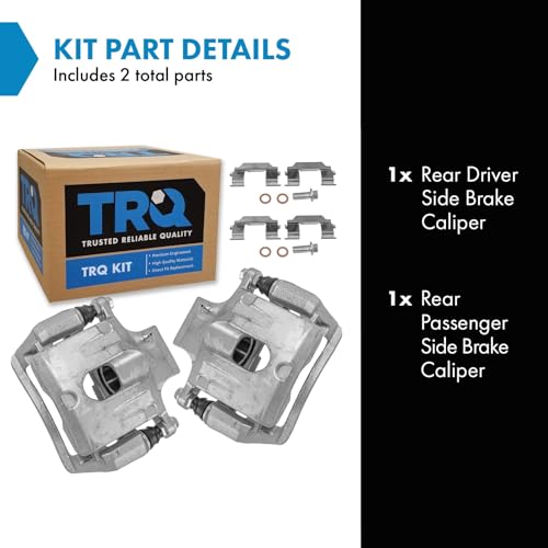 Image of TRQ Rear Left and Right Brake Caliper Set Caliper Brackets Hardware Compatible with 04-07 Buick Rainier 02-09 Chevrolet Trailblazer 02-06 Trailblazer EXT 03-06 SSR 02-09 GMC Envoy 02-06 Envoy XL