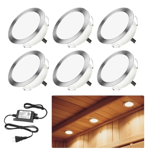 SKYMVAO 6 Pack LED Sauna Explosion Room Light Sauna Lighting Recessed Deck Lighting Waterproof IP67 Outdoor Recessed Lights Low Voltage LED Lights for Garden Yard Steps Stair Patio