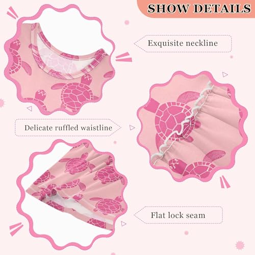 Girls and Toddlers'Sleeveless Pink Sea Turtle Summer Casual Dresses for Home Party Beach 2-8 Years3
