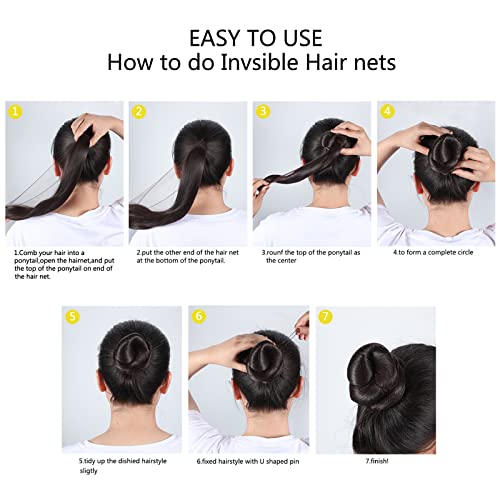 Zonon Hair Nets Invisible Elastic Edge Mesh And U Shaped Pins Set, 50 Pieces 50 Cm Individual Package Invisible Hair Nets, 40 Pieces U Shaped Pins For Ballet Bun, Sleeping, Women And Wig (Brown) #TOP4