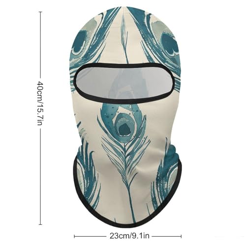 Balaclava para hombre y mujer con diseño de pluma de pavo real, máscara completa para esquiar, ciclismo y motociclismo miniatura 2