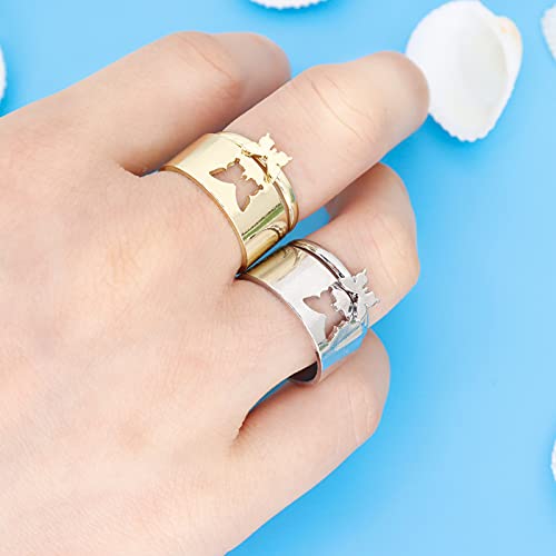 choice of all 2 PCS Butterfly Rings for Couples Matching Friendship Butterfly Ring Promise Couple Ring Set (Silver Butterfly Ring)4