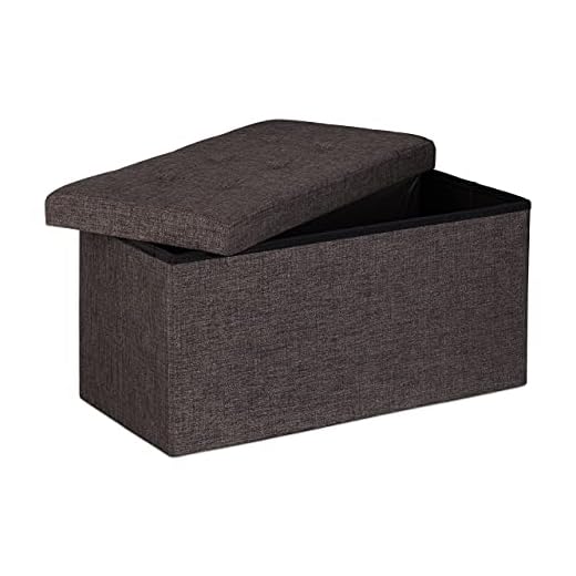 Relaxdays Baúl Almacenamiento Plegable, Lino, Marrón, 38 x 76 x 38 cm