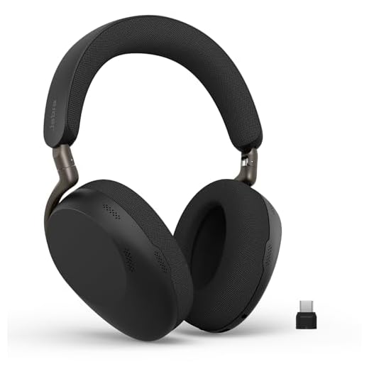 Jabra Evolve3 85 Over-Ear Bluetooth Headset kabellos mit Mikrofon für Büro, USB-C, KI-Sprachanruf, Adaptive Aktive Geräuschunterdrückung, 25h Akku, für Meeting-Apps, Schwarz