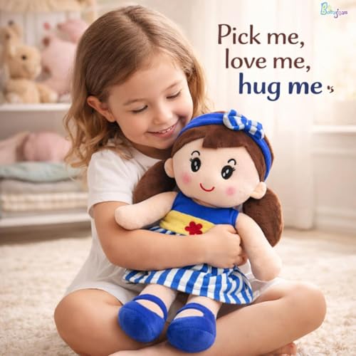 Image of Cute Soft Baby Doll Plush for Kids | Plush Stuffed Toy Doll for Girls & Boys | Super Soft Cuddly Hug Toy Doll | Washable Plush Doll for Girls - 40 CM (Blue)