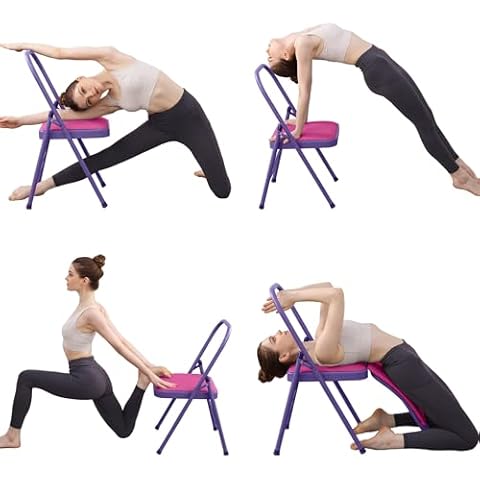 BODYRHYTHM Yoga Auxiliary Chair with Lumbar Back Support for Abs & Core, Balance Handstand, Flexibility and Strength Training and Back Pain Relieving. (Pink) Cover