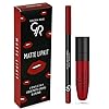 GR Cosmetics lip liner and lipstick set, Matte liquid Lipstick and Lip Liner Pencil Makeup Set, Scarlet Red