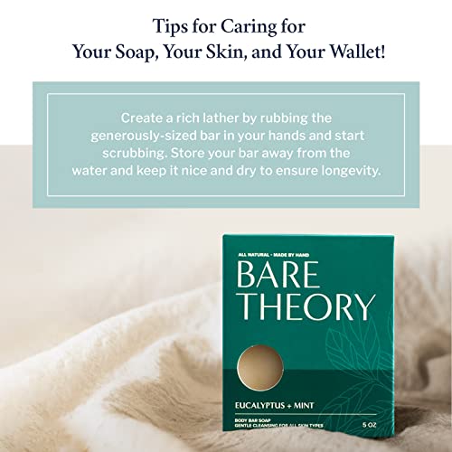 Bare Theory Moisturizing Bar Soap, Made With Cold Process For Optimal Goodness, Enriched With Nourishing Shea Butter, Olive Oil & Coconut Oil,Rejuvenating Soap For All Skin Types Eucalyptus & Mint #TOP5
