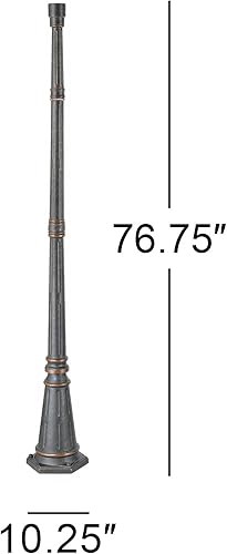 Miniatura 8 de Hepworth - Poste de luz tradicional para exteriores y base de tapa poste de aluminio de hierro negro 76 34 pulgadas accesorio para casa exterior