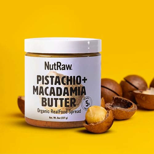 NutRaw Organic Pistachio Macadamia Butter, 2 Pack (8oz Jars) – Vegan Pistachio Macadamia Spread with 5g Plant Protein – Clean Ingredient Nut Butter, Gluten Free, No Added Sugar, No Seed Oils